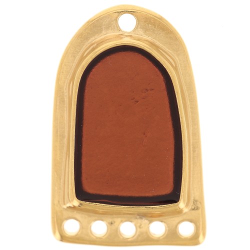 Colgante candelabro 27x17 mm resina epoxi efecto vidriera - Dorado con oro fino - Topacio