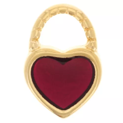 Dije corazón 14,5x10 mm con resina epoxi - Dorado con oro fino - Rojo x1