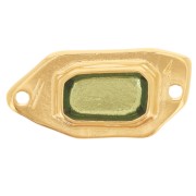 Entrepieza irregular 22x11 mm resina epoxi efecto vidriera Dorado con oro fino - Verde|raw }}
