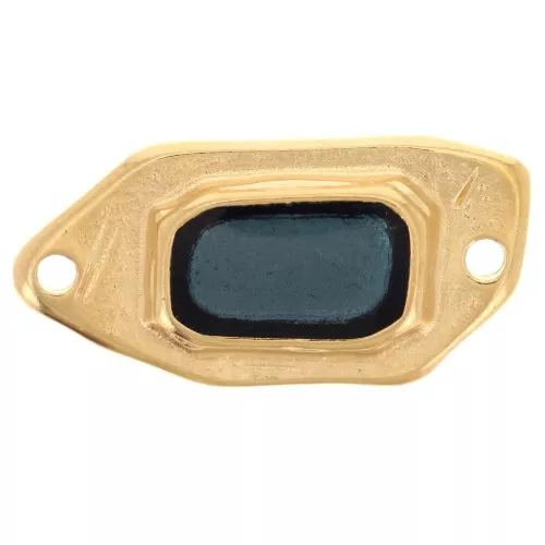 Entrepieza irregular 22x11 mm resina epoxi efecto vidriera Dorado con oro fino - Azul