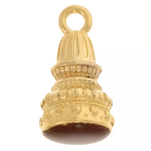 Colgante étnico 28x13 mm con resina epoxi - Dorado con oro fino - Marrón x1