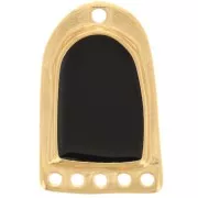 Colgante candelabro 27x17 mm resina epoxi efecto vidriera - Dorado con oro fino - Negro