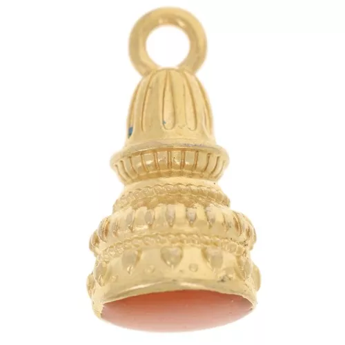 Colgante étnico 28x13 mm con resina epoxi - Dorado con oro fino - Topacio x1
