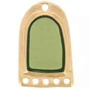 Colgante candelabro 27x17 mm resina epoxi efecto vidriera - Dorado con oro fino - Verde