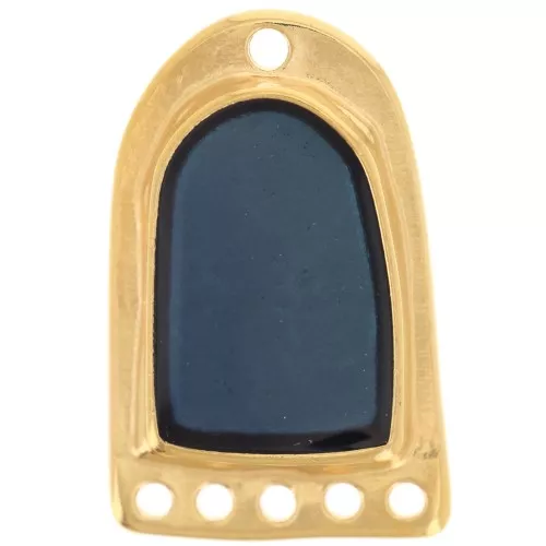 Colgante candelabro 27x17 mm resina epoxi efecto vidriera - Dorado con oro fino - Azul