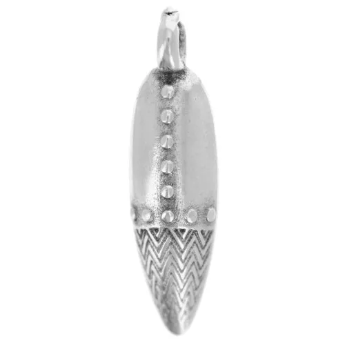 Colgante daga trabajada 23x6 mm - Chapado plateado fino envejecido x1