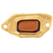 Entrepieza irregular 22x11mm resina epoxi efecto vidriera Dorado con oro fino - Topacio