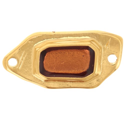 Entrepieza irregular 22x11mm resina epoxi efecto vidriera Dorado con oro fino - Topacio