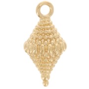 Dije de rombo étnico texturizado 18x9 mm - Dorado con oro fino x1
