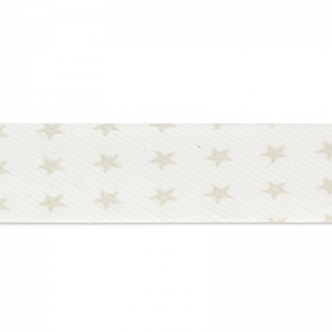 Cinta de algodón 20 mm Blanco estrellas greiges x1m