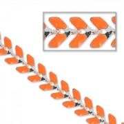Cadena en espiga de resina epoxi 6,3 mm Naranja Fluo Plateado x 20cm|raw }}