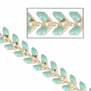 Cadena en espiga de resina epoxi 6,3 mm Verde Dorado x 20cm