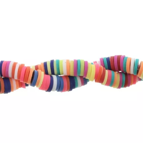 Cuentas arandalas Heishi 6x1 mm Multicolor x 39 cm