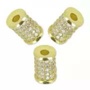 Tubo con strass 9x6 mm doré/Crystal x1
