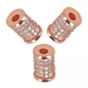 Tubo con strass 9x5.5 mm dorado rosa/Crystal x1|raw }}