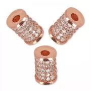 Tubo con strass 9x5.5 mm dorado rosa/Crystal x1