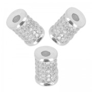 Tubo con strass 9x6 mm rodiado/Crystal x1|raw }}