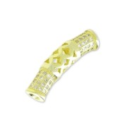 Tubo con strass y calado 22x4.5 mm dorado/Crystal x1|raw }}