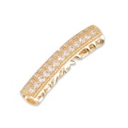 Tubo con strass y calado 27x6 mm dorado rosa/Crystal x1|raw }}