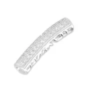 Tubo con strass y calado  27x6 mm rodiado/Crystal x1