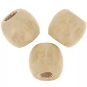 Cuentas ovaladas gran agujero de madera 17x15 mm Barnizado Natural x20