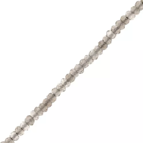 Redondas planas facetadas 3.5x2 mm Smoky Quartz x35 cm