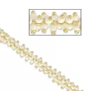 Cadena de malla racimo 7mm con rocallas 2.3mm Blanco/dorado x 50cm