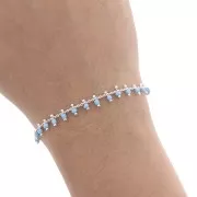 Cadena con rocallas 1.7 mm Light Turquuesa/plateada x 50cm