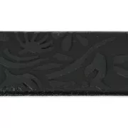 Cordón de cuero motivo Flor 15 mm Negro x50cm