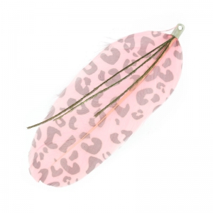 Pluma estampada leopardo 10 cm Rosa x1