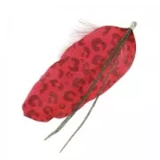 Pluma estampada Leopardo 10 cm Rojo x1