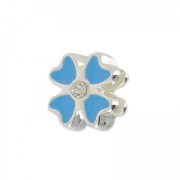 Cuenta pasante esmaltada para cordón 5 mm Crystal/Bleu/argent&e|raw }}
