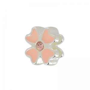 Cuenta pasante esmaltada para cordón 5 mm Light Rose/plateado x