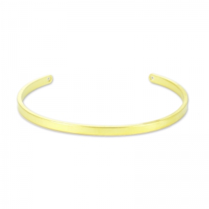 Pulsera brazalete ovalada con 2 agujeros, 13 cm - Dorado con oro fino satinado x1