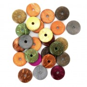Assortiment de perles coco disques 15 mm Multicolore x25|raw }}