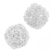 Redonda filigrana con strass 13 mm plateado/Crystal x1