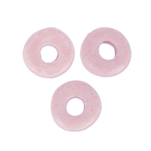 Cuentas arandalas Heishi ceramica rondelles 7 mm Rosa viejo mate x10