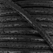 Cordón de cuero con puntadas vistas 4 mm motivos huecos Negro x
