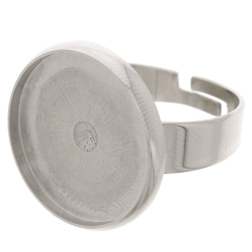 Anillo engaste para cabujón fondo plano 18 mm de Acero inox x1