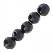 Cuentas Redondas facetadas de ágata teñida 4 mm Dark Amethyst x2|raw }}