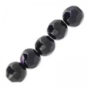 Perles Rondes facettées en agate teintée 4 mm Dark Amethyst x20