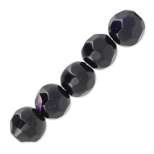 Cuentas Redondas facetadas de ágata teñida 4 mm Dark Amethyst x2