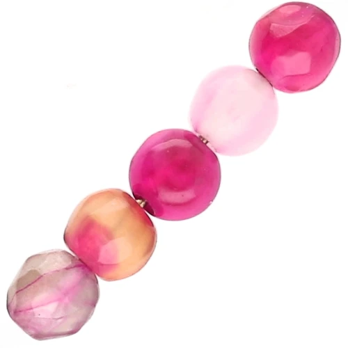 Cuentas redondas facetadas de Agata 4 mm - Fucsia oscuro x20
