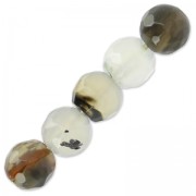 Cuentas Rondes facettées en agate teintée 6 mm Black/White Opal x15|raw }}