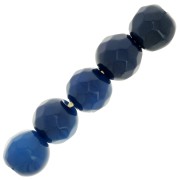 Cuentas Rondes facettées en agate teintée 6 mm Bleu Marine x15