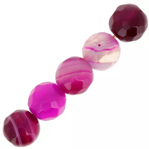 Cuenta Redondas facetadas de ágata teñida 6 mm Color Dark fuchsia x15
