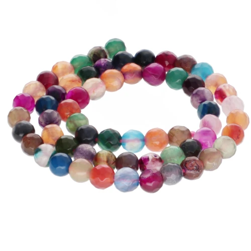 Cuenta Surtido de redondas facetadas de ágata teñida 6 mm Multicolore