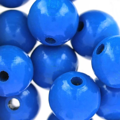 Cuentas de madera redondas grandes 15 mm - Azul x15