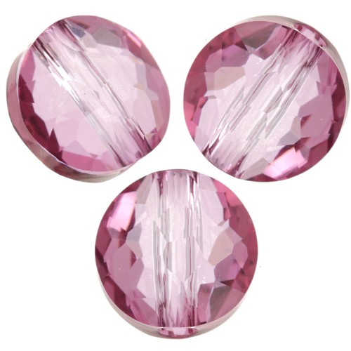 Cuentas planas redondas - 6 mm - Thin Round Swarovski 5034 - Dark Rose x6