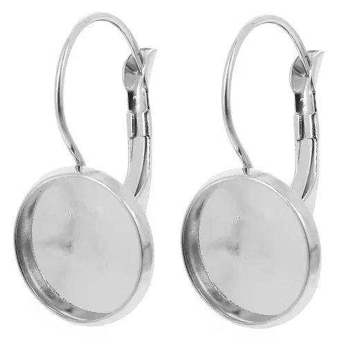 Ganchos pendientes para cabujón de 12 mm - Acero inoxidable 304 x2